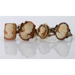 Collection of 9ct Gold Cameo set Rings weight 13.4g