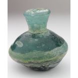 Roman circa 100 AD sea green perfume bottle, 80mm
