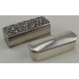 Two small silver boxes (one being a ring box) hallmarked Birm. 1900 & 1902. Total weight of both