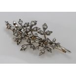 9ct and Diamond set leaf brooch with approx 50 diamonds, approx 70mm