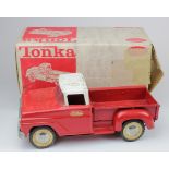 Tonka Toys red pressed steel Pickup Truck (no. 302), circa 1960s, contained in original box.