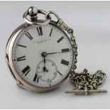 Gents Silver open face pocket watch by R Linford & Son, Norwich. Hallmarked London 1888.The white