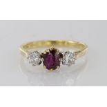 18ct Gold Ruby and Diamond Ring size N weight 3.0g