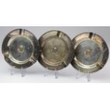 Three silver ashtrays, each with armorial for 'Durham Light Infantry' to centre, diameter 11.5cm