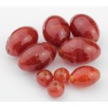 Egyptian circa 2000 BC carnelian oval beads, 5-22mm