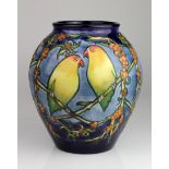 Moorcroft Collectors Club baluster vase, decorated with exotic bird design, impressed makers marks