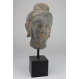 Gandhara circa 200 AD schist stone head of buddha on stand, 320mm