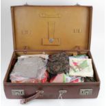 Vintage clothing, circa 1920s - 1940s, mainly hats, bags & silk scarves, in a suitcase