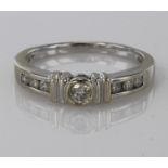 18ct White Gold seven stone Diamond Ring size N weight 3.9g