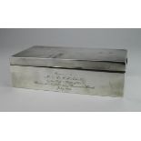 Silver cigarette / cigar box, hallmarked 'D&F, Birmingham 1936' (Deakin & Francis Ltd), wood