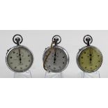 Three Lemania Nero Stopwatches, marked on the back W.S.2, W.S.3 & W.S.4. Two not working