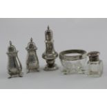 Mixed lot of silver & silver mounted items (six items in all - one has an unmarked silver screw-on