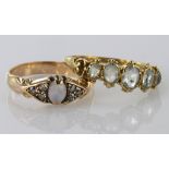 Two stone set Rings (all test 9ct) weight 5.3g