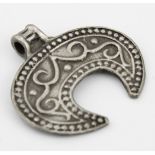 Viking circa 900 AD silver lunar pendant , 30mm