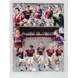 West Ham Unframed 16 x 12" Signed montage of the boys of ‘86. Signed by 12 inc Parkes, Cottee,
