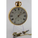 Gents large 18ct cased open face pocket watch by Bentley & Beck, hallmarked London 1814. The white