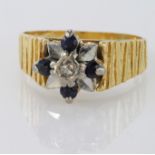 18ct Gold Sapphire and Diamond Ring size L weight 5.3