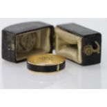 George IV 18ct gold and black enamel mourning ring. Hallmarked London 1826. Inscription reads "