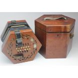 Lachenal & Co. hexagonal forty-eight button concertina with pierced rosewood ends (no. 57033),