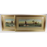 Garman Morris. Pair of watercolours, titled 'Evening on the Broads' & 'On the Broads, both signed to