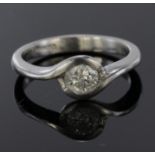 Platinum Diamond set Ring approx 0.35ct weight size L weight 5.2g