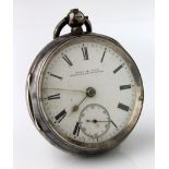 Gents Silver open face pocket watch by Bunn & Dick, Newcatle Upon Tyne. Hallmarked Chester 1895. The