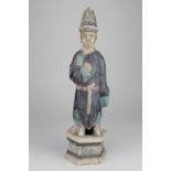 Large Chinese ming dynasty circa 1368-1644 AD blue glazed attendant, 400mm