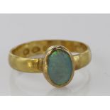22ct Gold Opal set Ring size I weight 2.1g