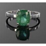 18ct White Gold Ring set with 1.99ct Emerald size L weight 2.8g comes with IDRC certificate for