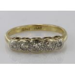 18ct Gold 5 stone Diamond Ring size K weight 3.9g