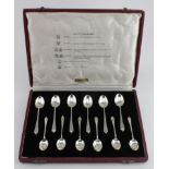 Set of Twelve Hallmarked Silver Coffee Spoons, London, Chester, Edinburgh, Glasgow, Birmingham and