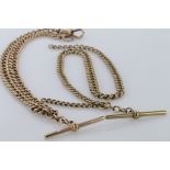 Two 9ct gold pocket watch chains one with missing clasps, total weight 58.4g