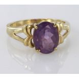9ct Gold Amethyst set Ring size O weight 3.5g