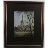 Reg Siger, Watercolour, depicting Norwich Cathedral, mounted, framed & glazed, image size 29cm x