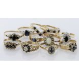 Collection of 9ct Gold stone set Rings mostly Sapphire (11) weight 23.4g