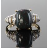 9ct Gold Bloodstone and Diamond QVC Ring size S weight 4.8g
