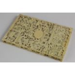Victorian Chinese ornately carved ivory card case, small piece missing from inner part, 115mm x 75mm