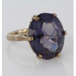 9ct Gold Large Amethyst set Ring size L weight 5.1g