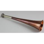 Swaine & Adeney copper & nickel hunting horn, length 22.5cm