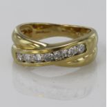 18ct Gold seven stone Diamond Ring 0.50ct weight total size M weight 5.1g