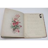 Album. An early 20th century album containing numerous watercolours, drawings, poems, etc., , 20cm x