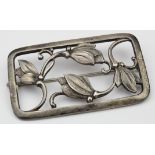 Georg Jensen sterling silver floral brooch (no. 295), 32mm x 54mm approx.