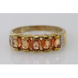 9ct Gold Ring with Spessartite Garnet and CZ size O weight 3.0g