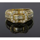 18ct yellow gold diamond set dress ring, finger size K, weight 5.9g