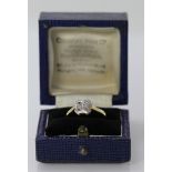 18ct. gold & platinum & diamond ring marked "B&K 18ct. & plat. 4260" in a ring box. Weighs 1.9g