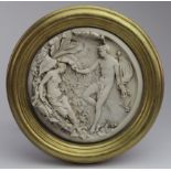 After Edward William Wyon. Plaque depicting a classical male and female, inscribed to lower