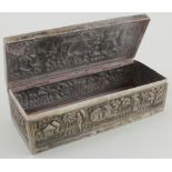 Indian unmarked silver box shows various scenes, Weighs 5.75oz approx.