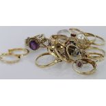 Large lot of 9ct Gold stone set Rings and Earrings weight 43.8g