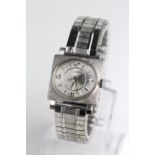 Gents 10ct white gold filled Bulova wristwatch circa 1967 The square case with a circular dial