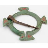 Romano Celtic open work brooch with orignal enamel, 70mm